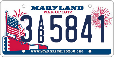 MD license plate 3AB5841