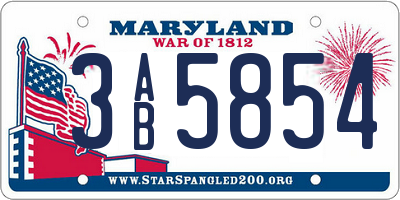 MD license plate 3AB5854