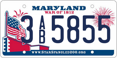 MD license plate 3AB5855