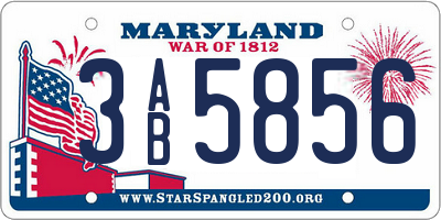 MD license plate 3AB5856