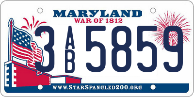 MD license plate 3AB5859