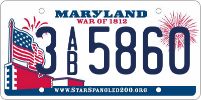 MD license plate 3AB5860