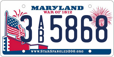MD license plate 3AB5868