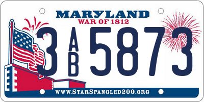 MD license plate 3AB5873