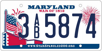 MD license plate 3AB5874