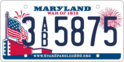 MD license plate 3AB5875