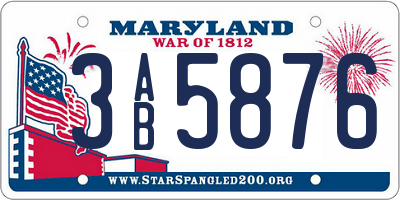 MD license plate 3AB5876