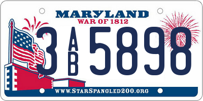 MD license plate 3AB5898