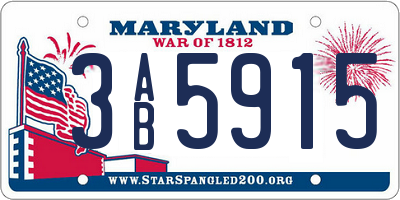 MD license plate 3AB5915
