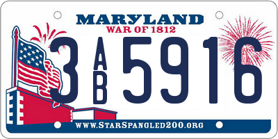 MD license plate 3AB5916