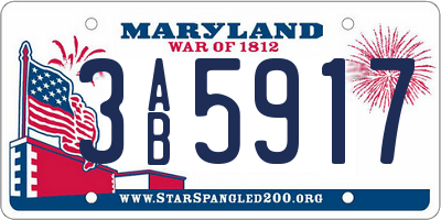 MD license plate 3AB5917