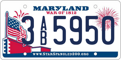 MD license plate 3AB5950