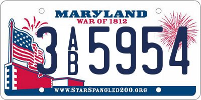 MD license plate 3AB5954