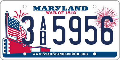 MD license plate 3AB5956