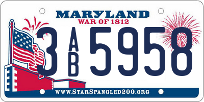 MD license plate 3AB5958