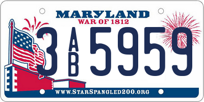 MD license plate 3AB5959