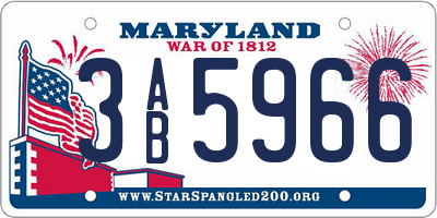 MD license plate 3AB5966