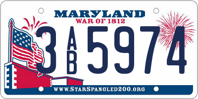 MD license plate 3AB5974