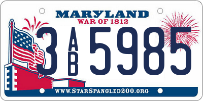 MD license plate 3AB5985