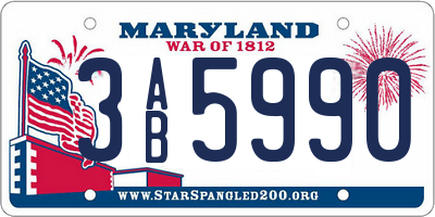 MD license plate 3AB5990