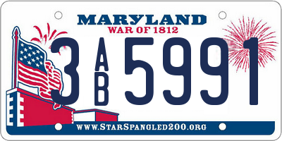 MD license plate 3AB5991
