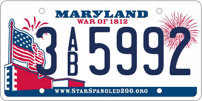 MD license plate 3AB5992