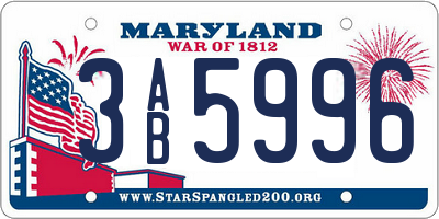 MD license plate 3AB5996