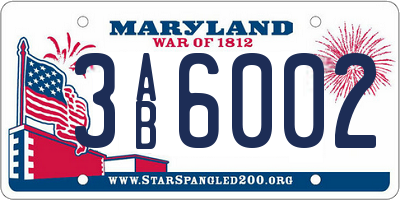MD license plate 3AB6002