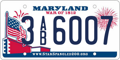 MD license plate 3AB6007