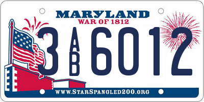 MD license plate 3AB6012