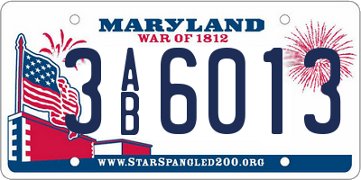 MD license plate 3AB6013