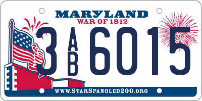 MD license plate 3AB6015