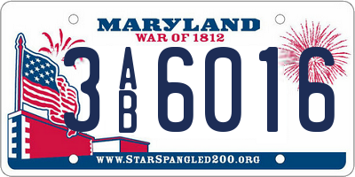 MD license plate 3AB6016