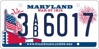 MD license plate 3AB6017