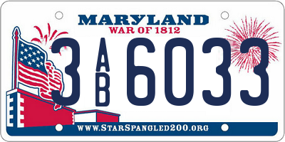 MD license plate 3AB6033