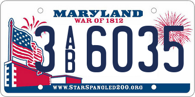 MD license plate 3AB6035