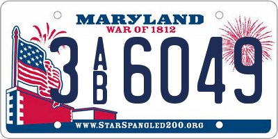 MD license plate 3AB6049