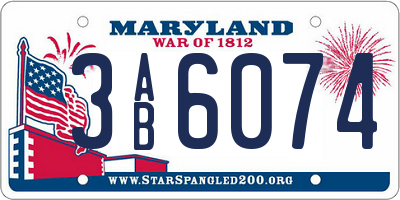 MD license plate 3AB6074