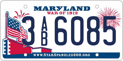 MD license plate 3AB6085