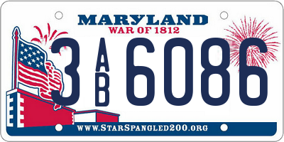 MD license plate 3AB6086