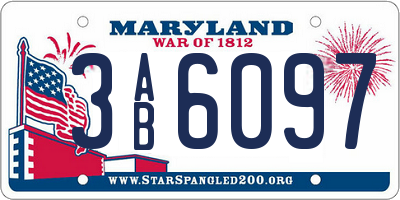 MD license plate 3AB6097