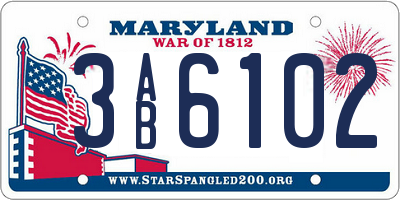 MD license plate 3AB6102