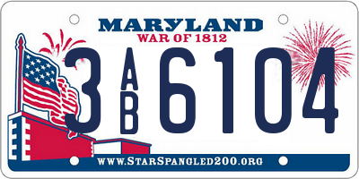MD license plate 3AB6104