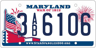 MD license plate 3AB6106
