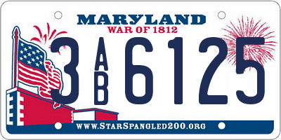 MD license plate 3AB6125