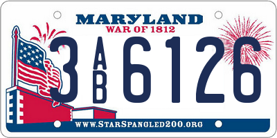 MD license plate 3AB6126