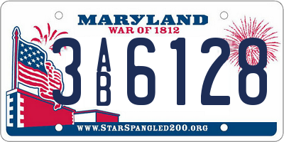 MD license plate 3AB6128