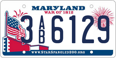 MD license plate 3AB6129