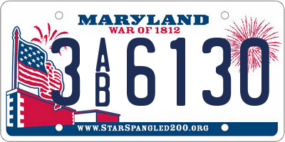 MD license plate 3AB6130