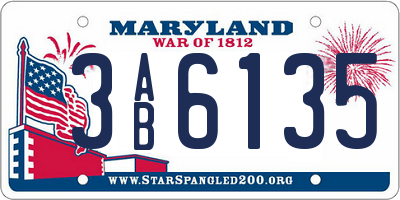 MD license plate 3AB6135